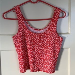 Red floral tank top